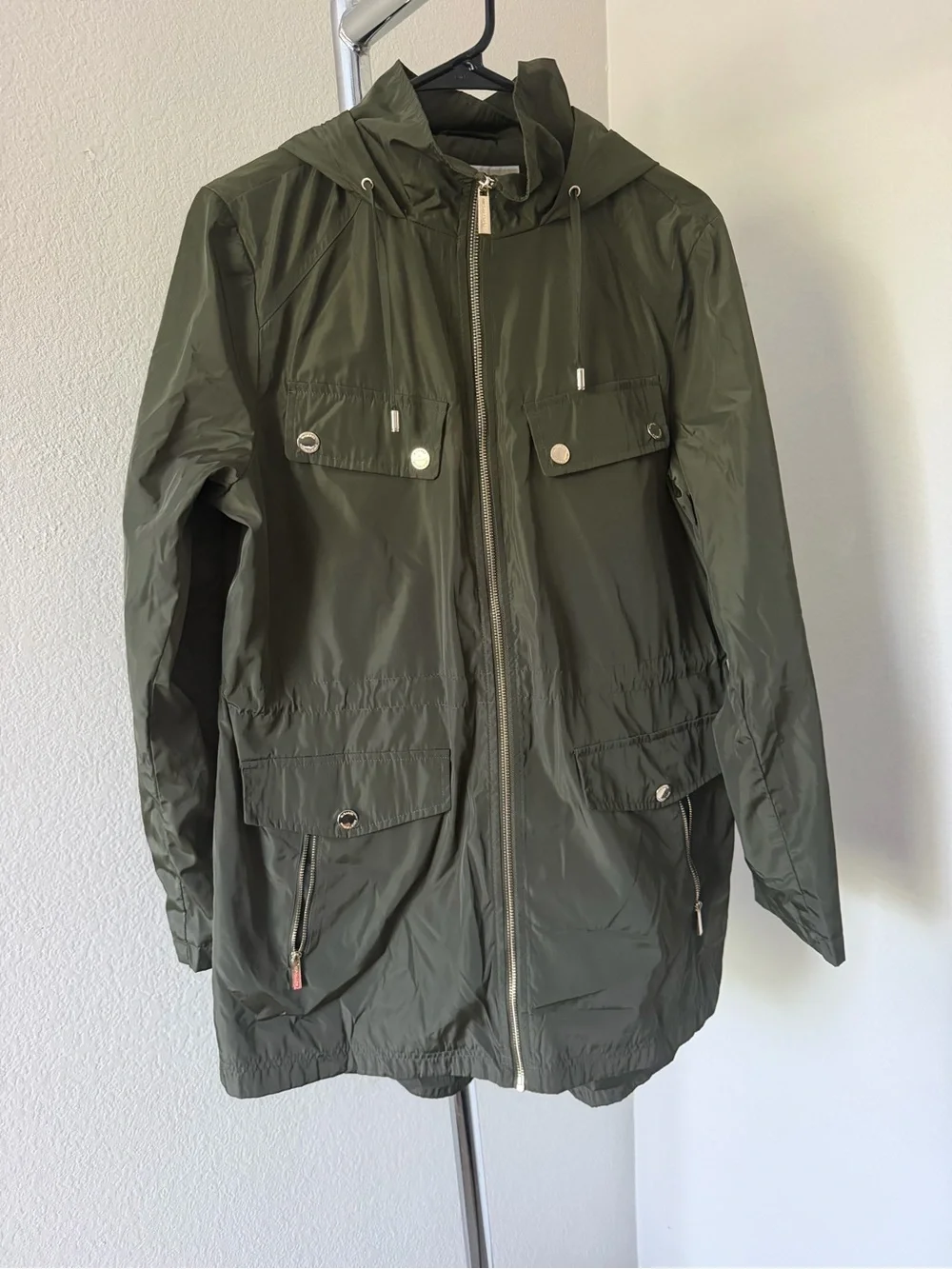 Michael Kors Olive Green Hooded Anorak Rain Jacket Women’s Large